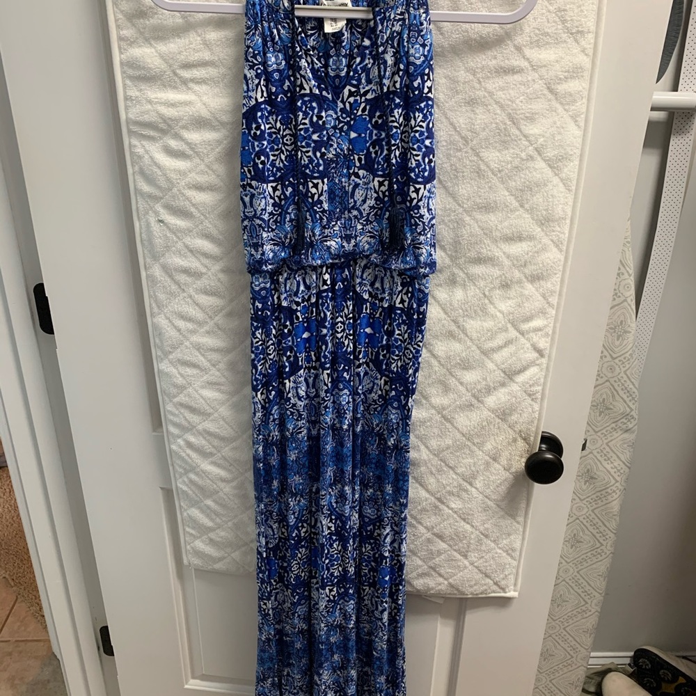 Beautiful Blue and White Maxi Dress